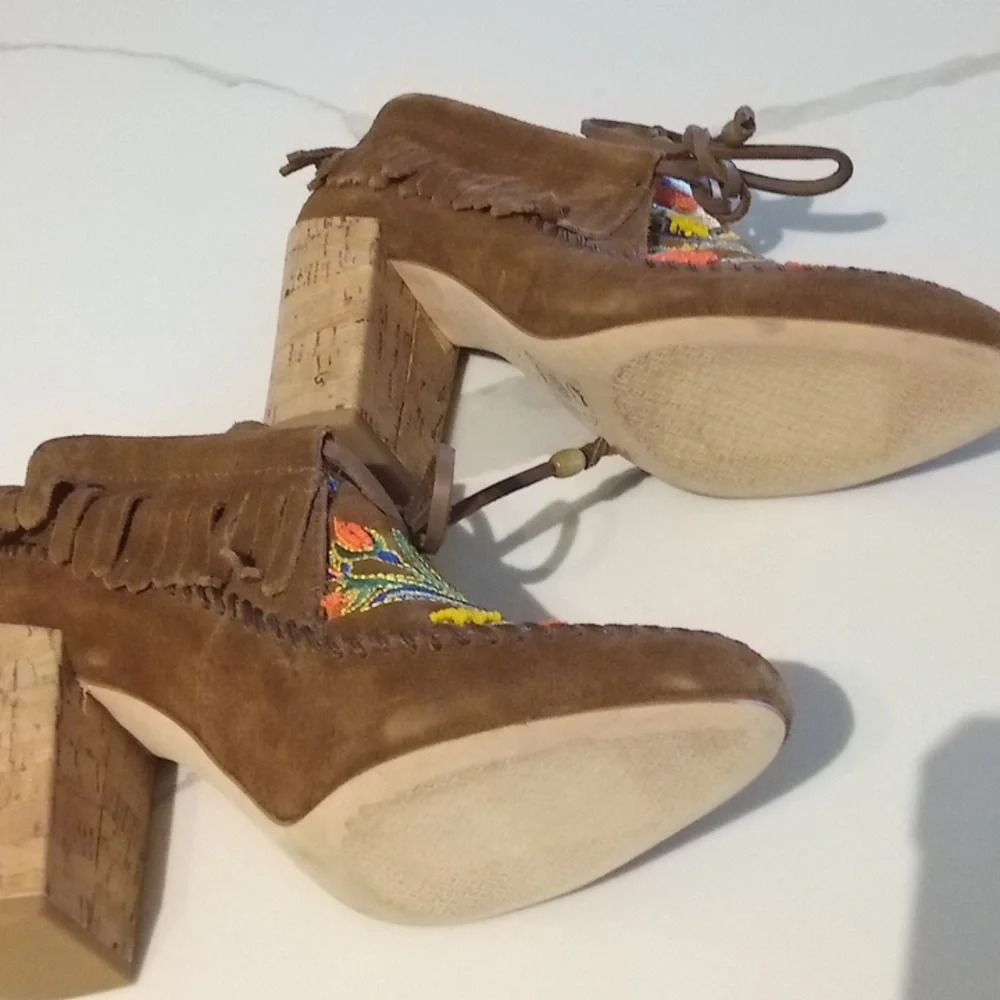 New Fringe Bootie Sz 5 Without Box‎ Bohemian Vibe Colorful - Picture 10 of 15